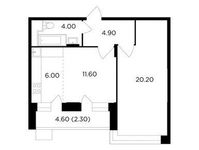 Планировка 2-комнатной квартиры, 49 м2