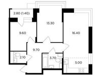 Планировка 3-комнатной квартиры, 61,2 м2