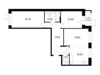 Планировка 3-комнатной квартиры, 69,4 м2