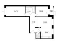 Планировка 3-комнатной квартиры, 69,4 м2