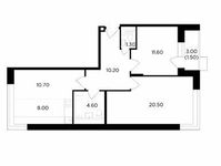 Планировка 3-комнатной квартиры, 68,4 м2