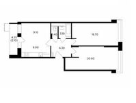 Планировка 3-комнатной квартиры, 69,3 м2
