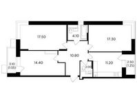Планировка 3-комнатной квартиры, 80,1 м2