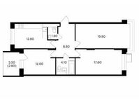 Планировка 3-комнатной квартиры, 79,8 м2