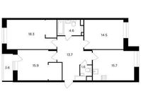 Планировка 3-комнатной квартиры, 86,04 м2