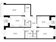 Планировка 4-комнатной квартиры, 95,1 м2