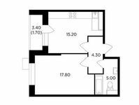 Планировка 1-комнатной квартиры, 44 м2