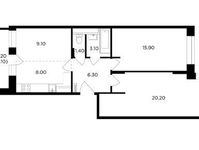 Планировка 3-комнатной квартиры, 66,1 м2