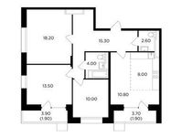 Планировка 4-комнатной квартиры, 86,2 м2