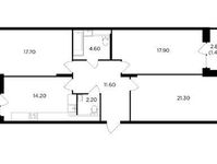 Планировка 3-комнатной квартиры, 92,2 м2