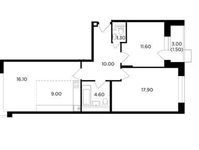 Планировка 3-комнатной квартиры, 72 м2