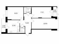 Планировка 3-комнатной квартиры, 89 м2
