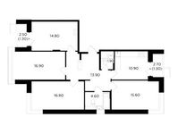 Планировка 4-комнатной квартиры, 98 м2