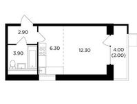 Планировка квартиры студии, 27,4 м2
