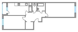 Планировка 2-комнатной квартиры, 59,5 м2
