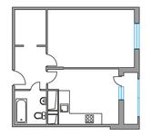 Планировка 1-комнатной квартиры, 41,3 м2