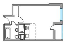 Планировка квартиры студии, 24,5 м2