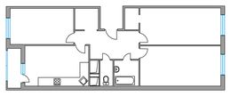 Планировка 3-комнатной квартиры, 75,3 м2