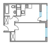 Планировка 1-комнатной квартиры, 31,3 м2