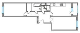 Планировка 2-комнатной квартиры, 53,7 м2