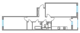 Планировка 2-комнатной квартиры, 56,3 м2