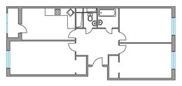 Планировка 3-комнатной квартиры, 70 м2