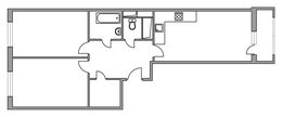 Планировка 2-комнатной квартиры, 58 м2