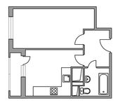 Планировка 1-комнатной квартиры, 31 м2
