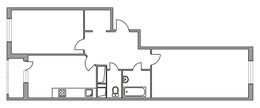 Планировка 2-комнатной квартиры, 59 м2
