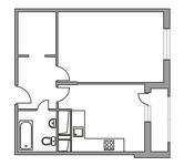 Планировка 1-комнатной квартиры, 41,3 м2