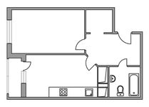 Планировка 1-комнатной квартиры, 38,5 м2