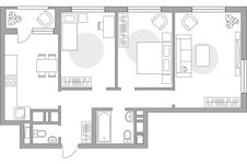Планировка 3-комнатной квартиры, 69,2 м2