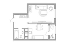 Планировка 1-комнатной квартиры, 41,1 м2