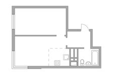 Планировка 2-комнатной квартиры, 38,6 м2