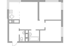 Планировка 3-комнатной квартиры, 48,5 м2