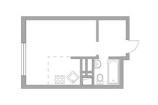 Планировка квартиры студии, 23,7 м2