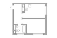 Планировка 1-комнатной квартиры, 33,3 м2