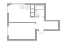 Планировка 1-комнатной квартиры, 32,6 м2