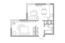 Планировка 2-комнатной квартиры, 40,5 м2