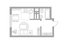 Планировка квартиры студии, 24,9 м2