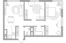 Планировка 3-комнатной квартиры, 57 м2