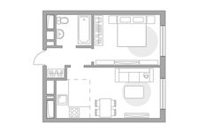 Планировка 2-комнатной квартиры, 32,9 м2