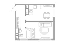 Планировка 1-комнатной квартиры, 33,3 м2
