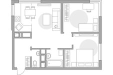 Планировка 3-комнатной квартиры, 48,5 м2