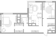 Планировка 3-комнатной квартиры, 60 м2
