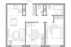 Планировка 3-комнатной квартиры, 50,9 м2