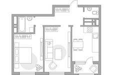 Планировка 2-комнатной квартиры, 53,4 м2