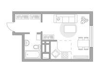 Планировка квартиры студии, 24,8 м2