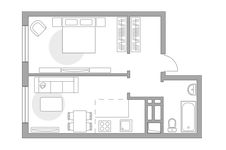 Планировка 2-комнатной квартиры, 38,5 м2