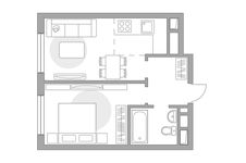 Планировка 1-комнатной квартиры, 32 м2